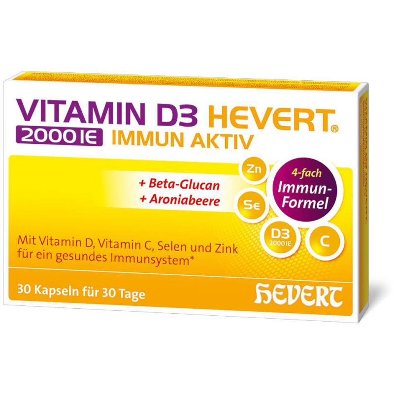 Vitamin D3 Hevert 2000 IE Immun Aktiv 30 Kapseln