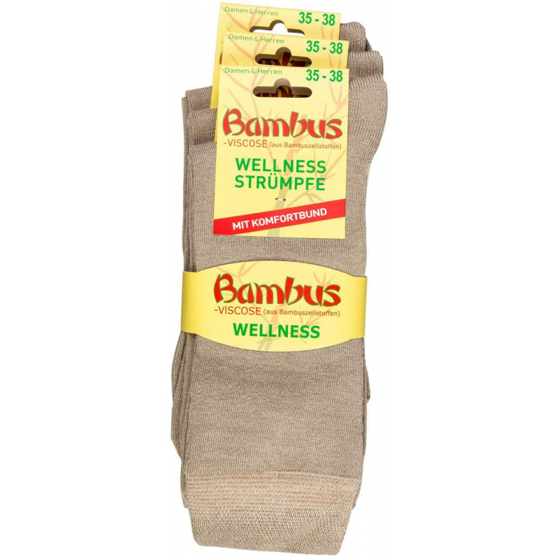 Bambus Wellness-Socken 35-38 Beige 3 Paar