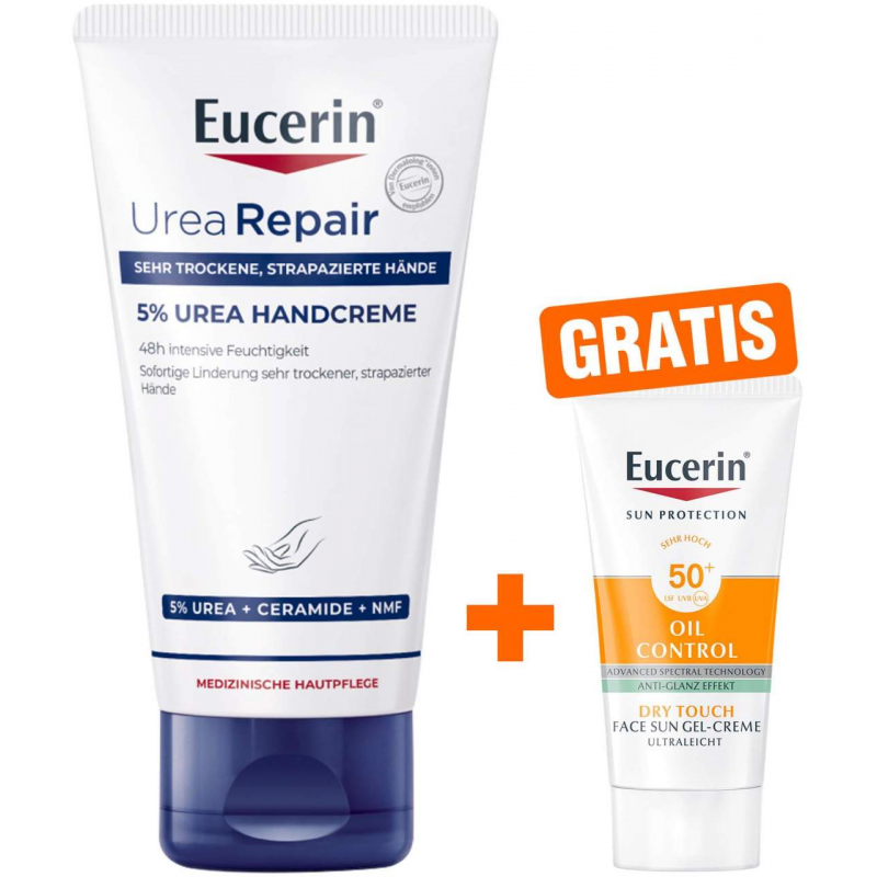 Eucerin UreaRepair PLUS Handcreme 5% 75 ml + gratis Eucerin Sun Gel-Creme Oil Control 20 ml
