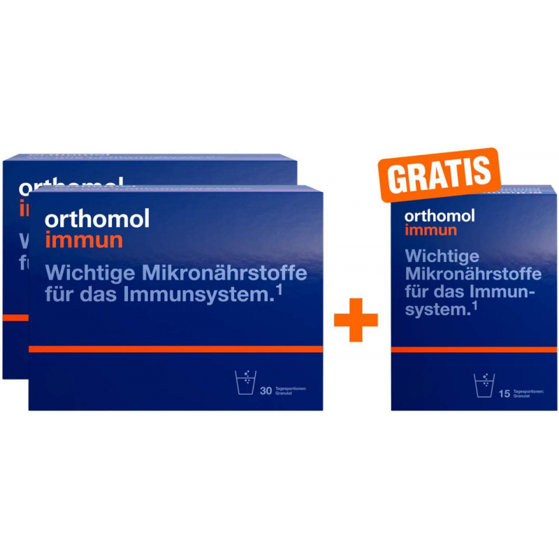 Orthomol immun 2 x 30 Beutel Granulat + gratis 15 Beutel