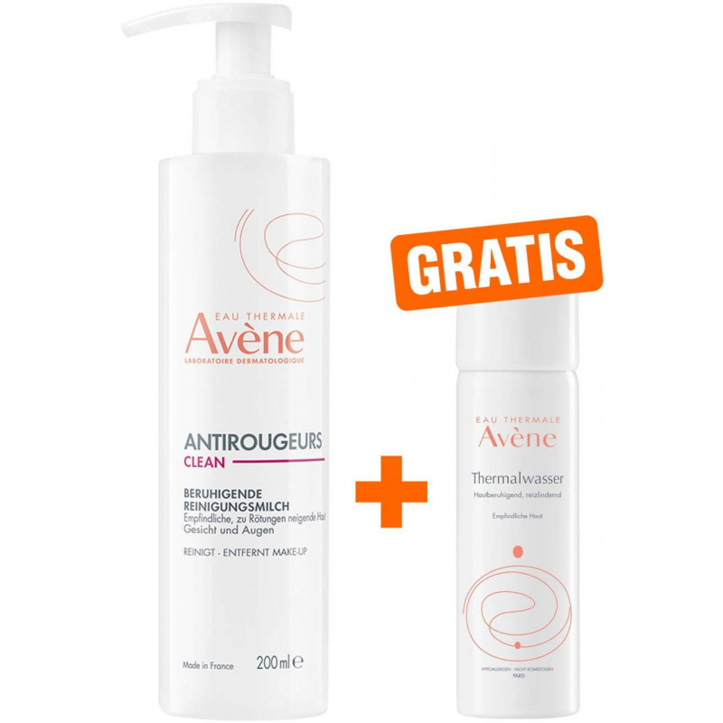 Avene Antirougeurs Clean beruhigende Reinigungsmilch 200 ml + gratis Thermalwasser Spray 50 ml