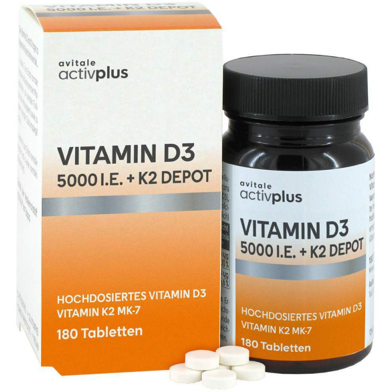 Activplus Vitamin D3 5000 I.E.+ K2 Depot 180 Tabletten