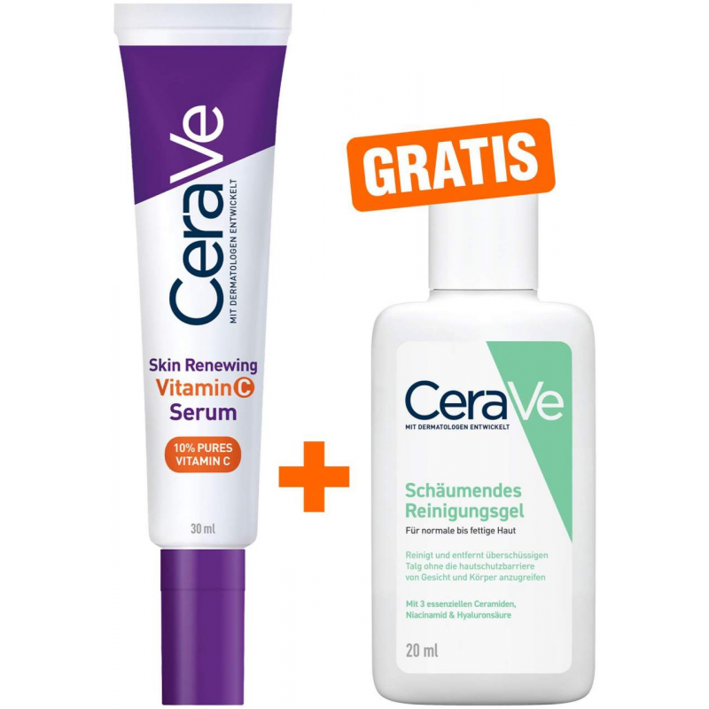 Cerave Skin Renewing Vitamin C 30 ml Serum + gratis CeraVe schäumendes Reinigungsgel 20 ml