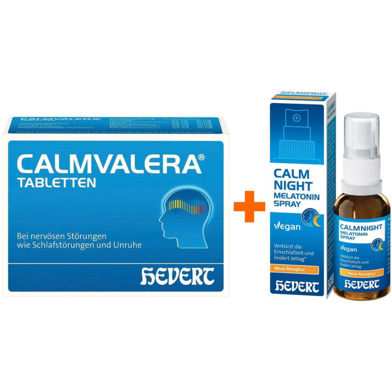 Calmvalera 100 Tabletten + Calmnight Hevert Melatonin Spray 30 ml