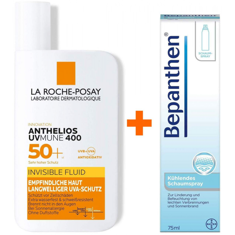 La Roche Posay Anthelios Invisible Fluid UVMune 400 LSF 50+ 50 ml + Bepanthen Schaumspray 75 ml