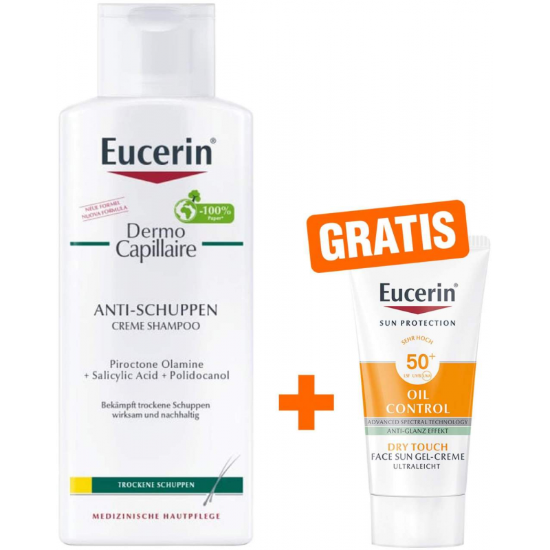 Eucerin Dermo Capillaire Anti - Schuppen Creme Shampoo 250 ml + gratis Eucerin Sun Gelcreme Oil Control 20 ml