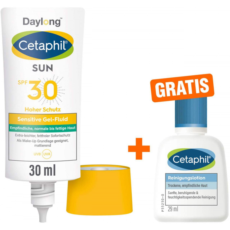 Cetaphil Sun Daylong SPF 30 sensitive Gel - Fluid Gesicht 30 ml + gratis Cetaphil Reinigungslotion 29 ml