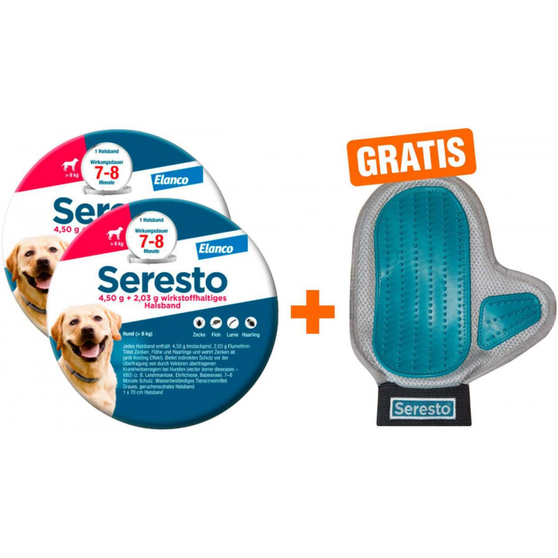 Seresto Halsband für große Hunde 2 x 1 Stück + gratis Pflegehandschuh 1 Stück