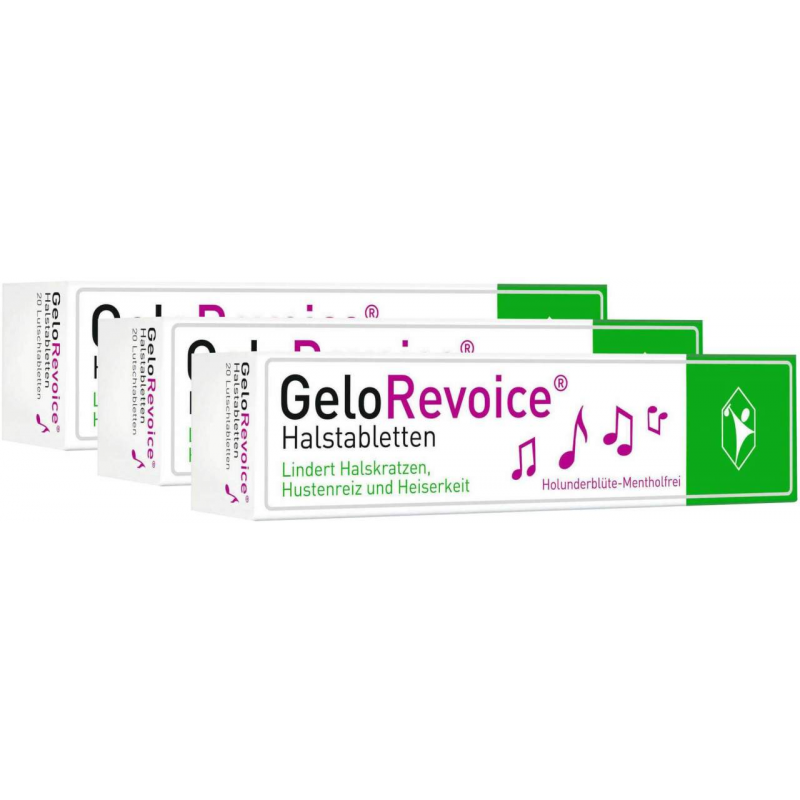 GeloRevoice Halstabletten Holunderblüte - mentholfrei 3 x 20 Lutschtabletten