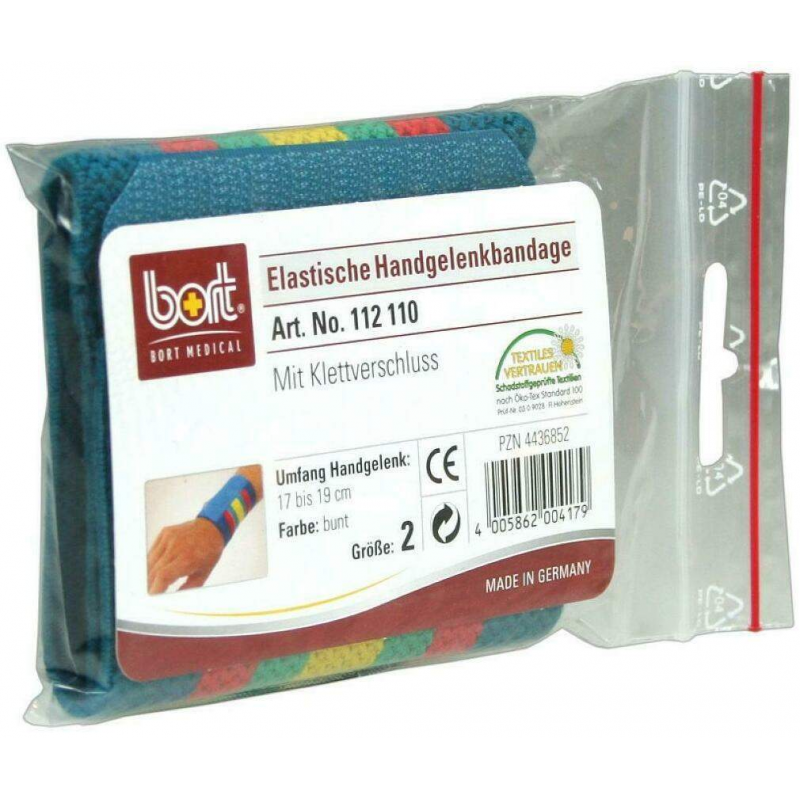 Bort Handgelenkbandage Gr.2 Bunt Mit Klettverschluss