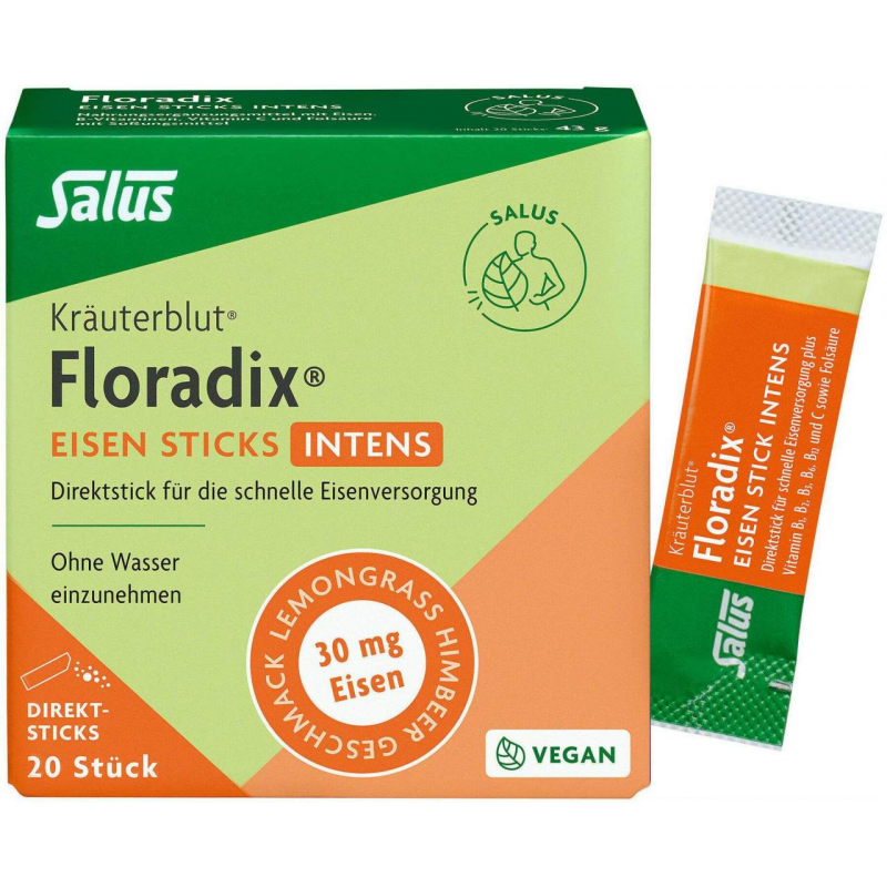 Floradix Eisen Sticks intens Pulver 20 Stück