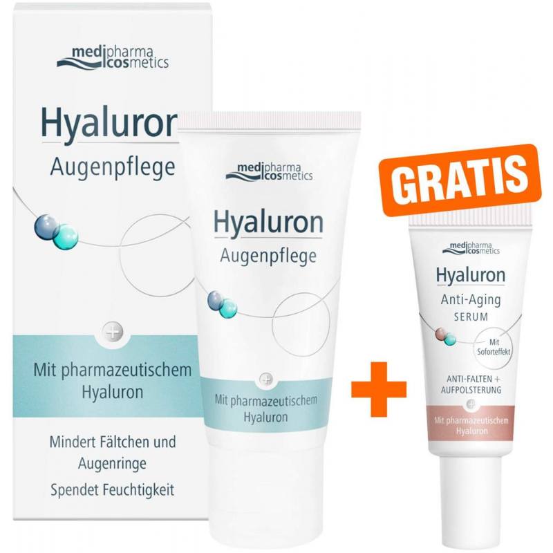 medipharma cosmetics Hyaluron Augenpflege Creme 15 ml Creme + gratis Hyaluron Anti - Aging Serum 5 ml