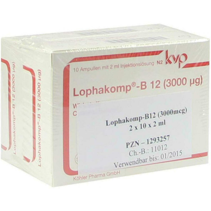 Lophakomp B12 3000 µg Injektionslösung 20 X 2 ml Injektionslösung