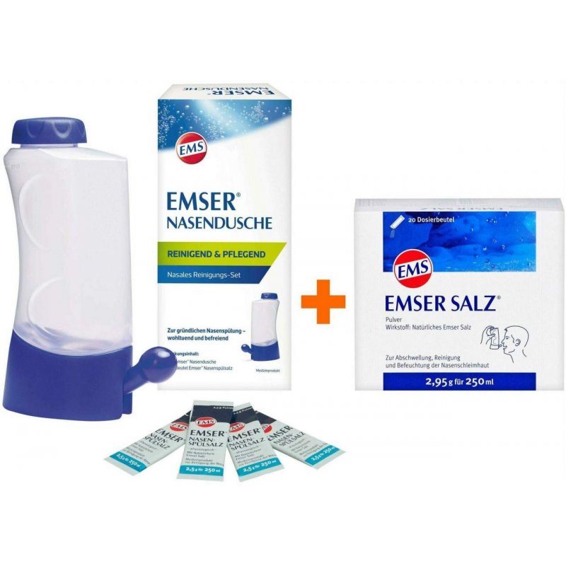 Emser Nasendusche mit 4 Beuteln Nasenspülsalz + Emser Salz Beutel 20 Stück