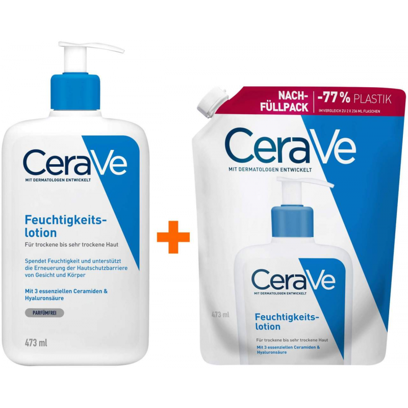 CeraVe Feuchtigkeitslotion 473 ml + CeraVe Feuchtigkeitslotion 473 ml Refill