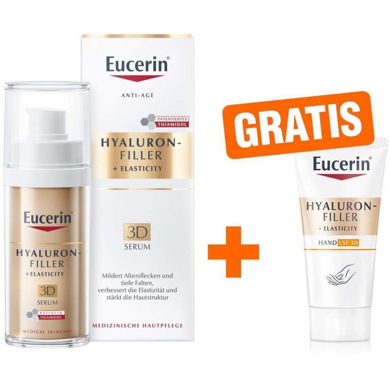 Eucerin Hyaluron Filler + Elasticity 3D Serum 30 ml + gratis Elasticity Handcreme 20 ml