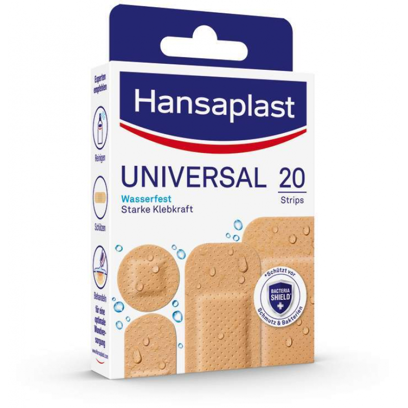 Hansaplast Universal Pflasterstrips wasserfest 4 Größen 20 Pflaster