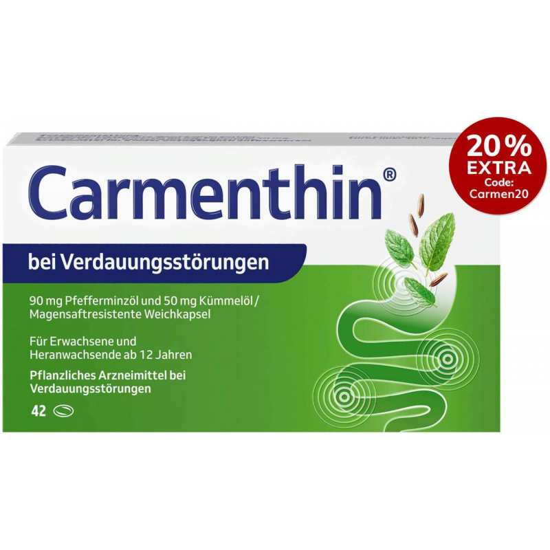 Carmenthin bei Verdauungsstörungen 42 magensaftresistente Weichkapseln
