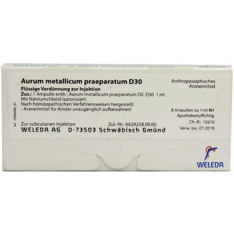 Weleda Aurum Metallicum Praeparatum D30 8 Ampullen