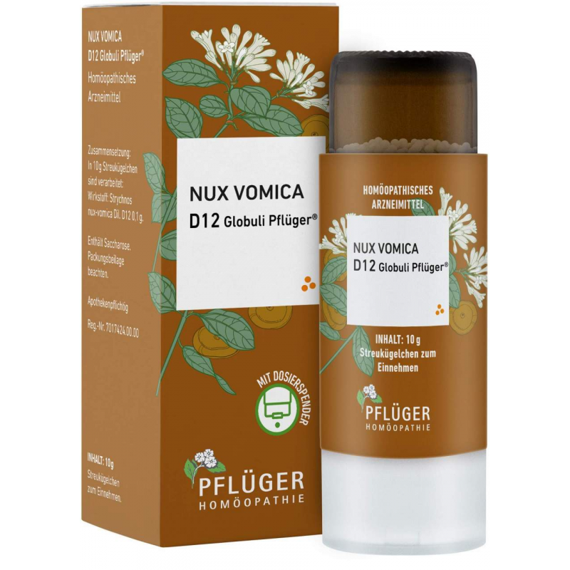 Nux Vomica D12 Globuli Pflüger Globulispender 10 g