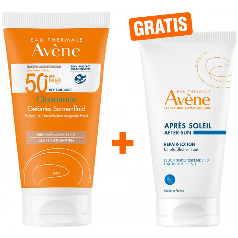 Avene Cleanance Sonne SPF 50+ Getönt 50 ml + gratis Repair Lotion nach der Sonne 50 ml
