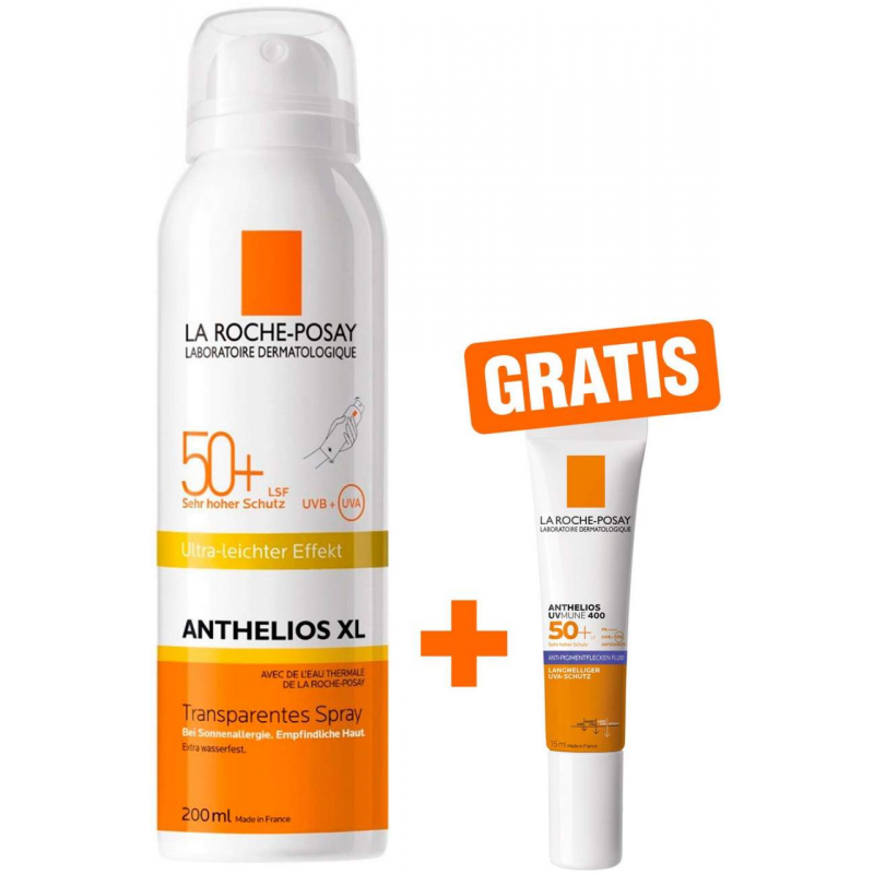La Roche Posay Anthelios XL transparentes Körperspray LSF 50+ + gratis La Roche Posay Anthelios Anti-Pigment Fluid 15 ml