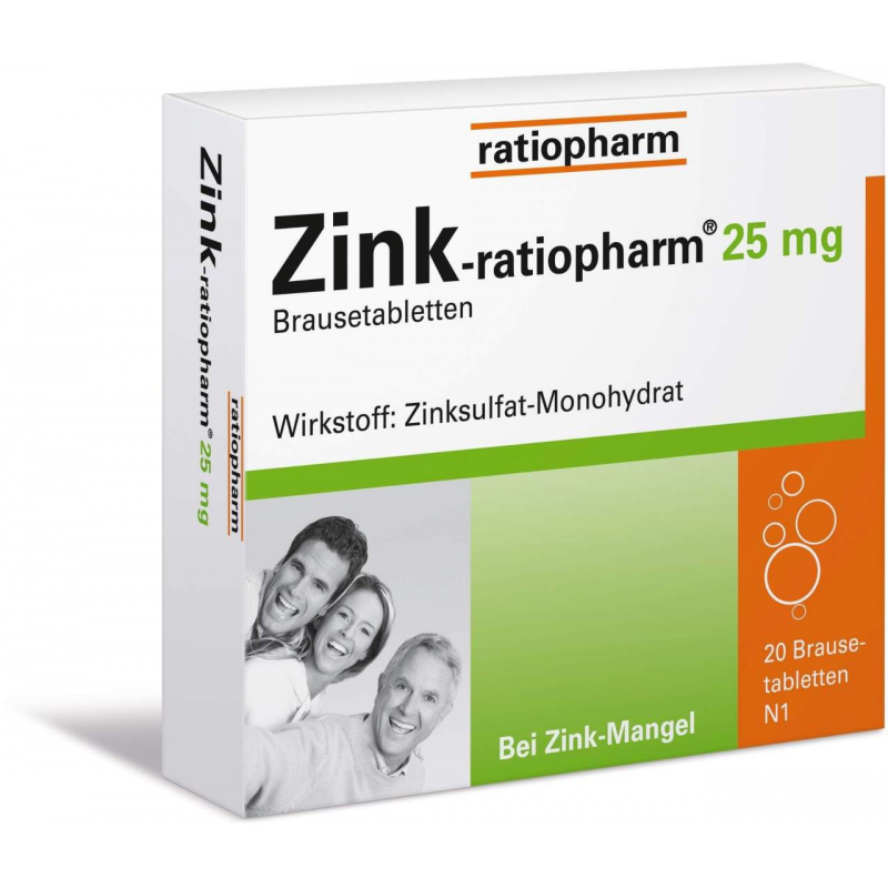 Zink-ratiopharm 25 mg 20 Brausetabletten