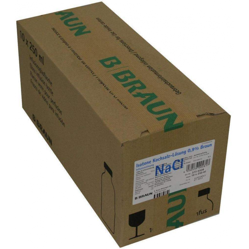 Kochsalzlösung 0,9% Glasflasche 10x250 ml Infusionslösung