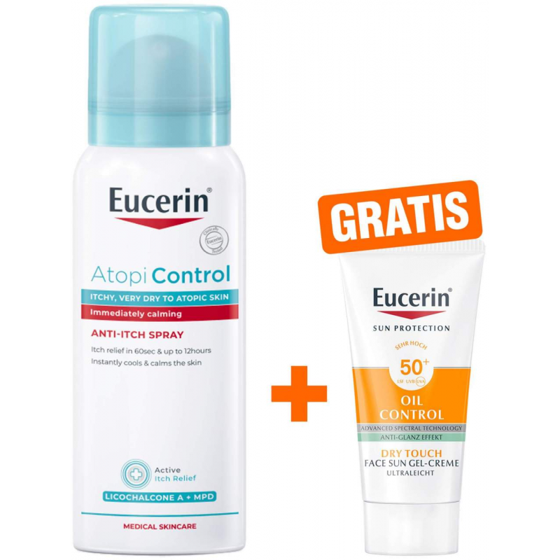 Eucerin AtopiControl Anti Juckreiz 50 ml Spray + gratis Eucerin Sun Gel-Creme Control 20 ml