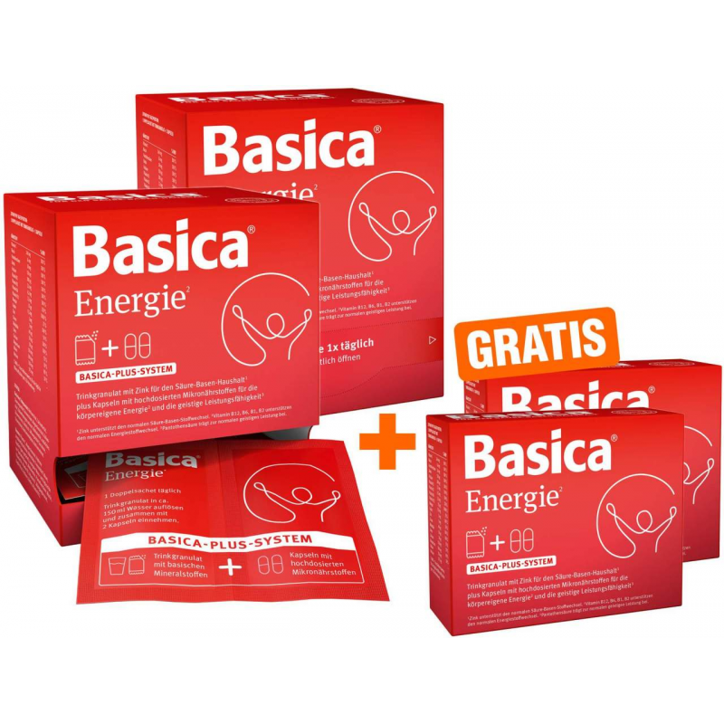 Basica Energie 2 x 30 Sachets + 2 x 30 Kapseln Kombipackung + gratis 28 Sachets + 28 Kapseln