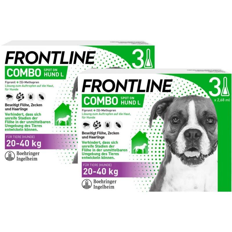 Frontline Combo Spot on Hund L 20-40 kg 2 x 3 Pipetten
