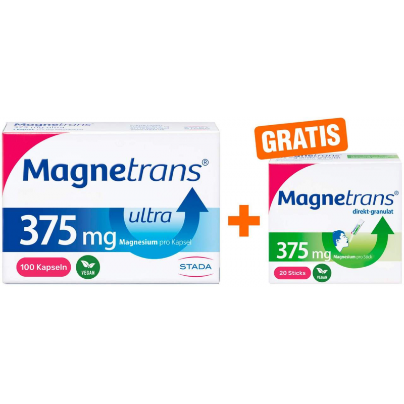 Magnetrans 375 mg ultra 100 Kapseln + gratis Magnetrans direkt 375 mg Granulat 20 Sticks
