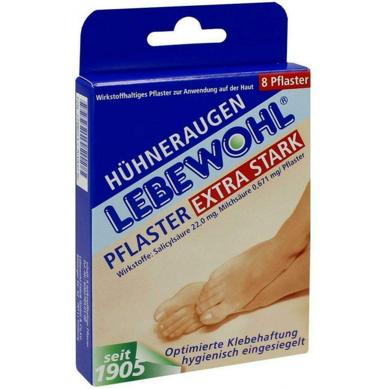 Lebewohl 8 Hühneraugenpflaster Extra Stark Eingesiegelt