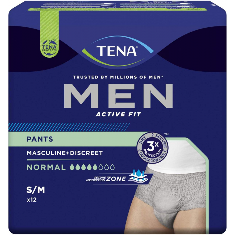Tena Men Active Fit Pants Normal Grau Größe S-M 12 Stk.