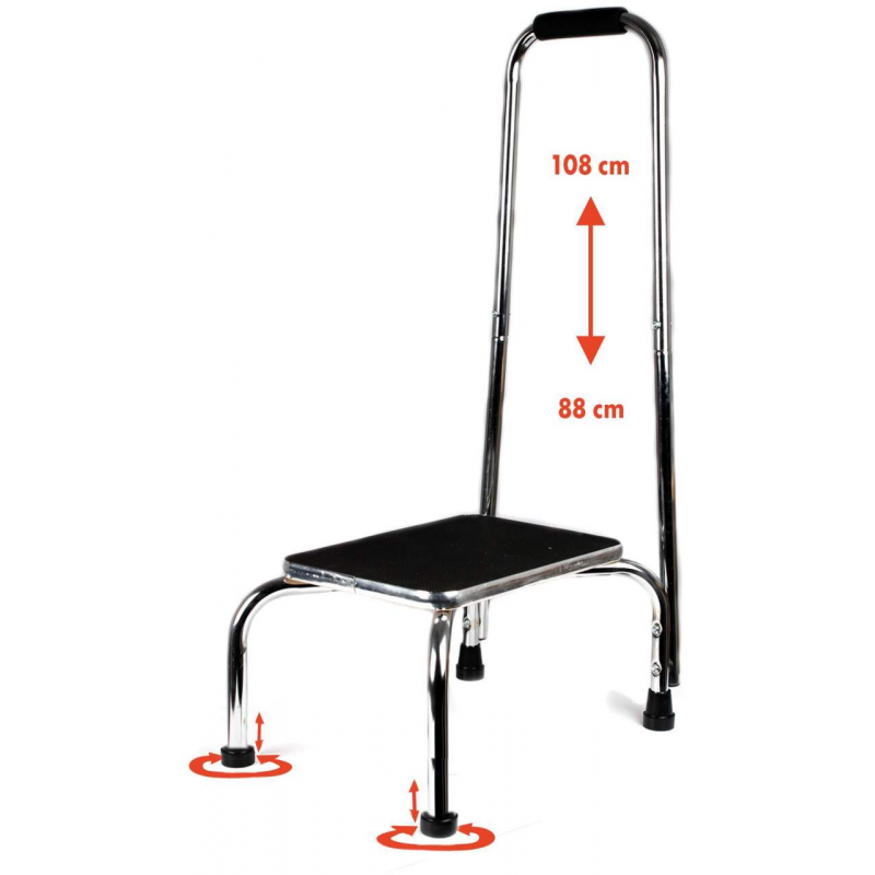 Trittstufe mit höhenverstellbarem Haltegriff 88 - 108 cm