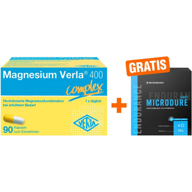 Magnesium Verla 400 90 Kapseln + gratis Microbionic Microdure Shot 15 Sachets