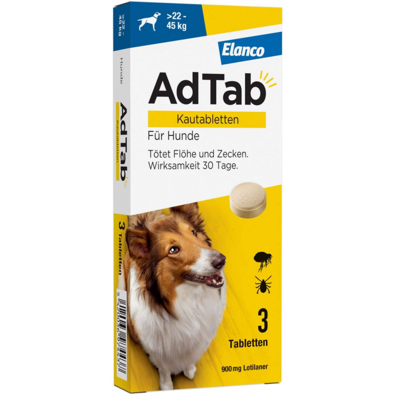 AdTab 900 mg für sehr große Hunde (22-45 kg) 3 Kautabletten