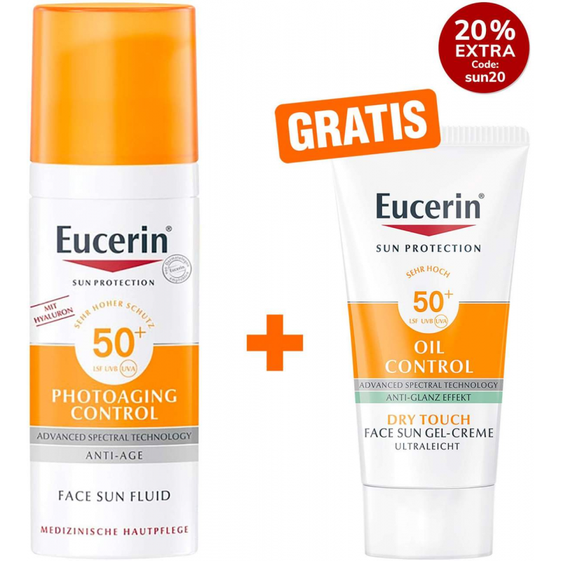 Eucerin Sun Fluid PhotoAging LSF 50 50 ml + gratis Sun Gel-Creme Oil Control 20 ml