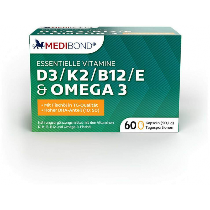 MEDIBOND D3, K2, B12, E & Omega 3